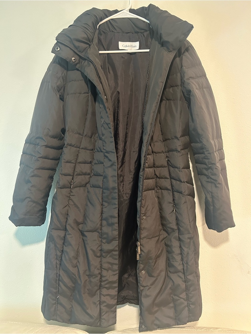Calvin Klein Women's Black Long Quilted Puffer Coat